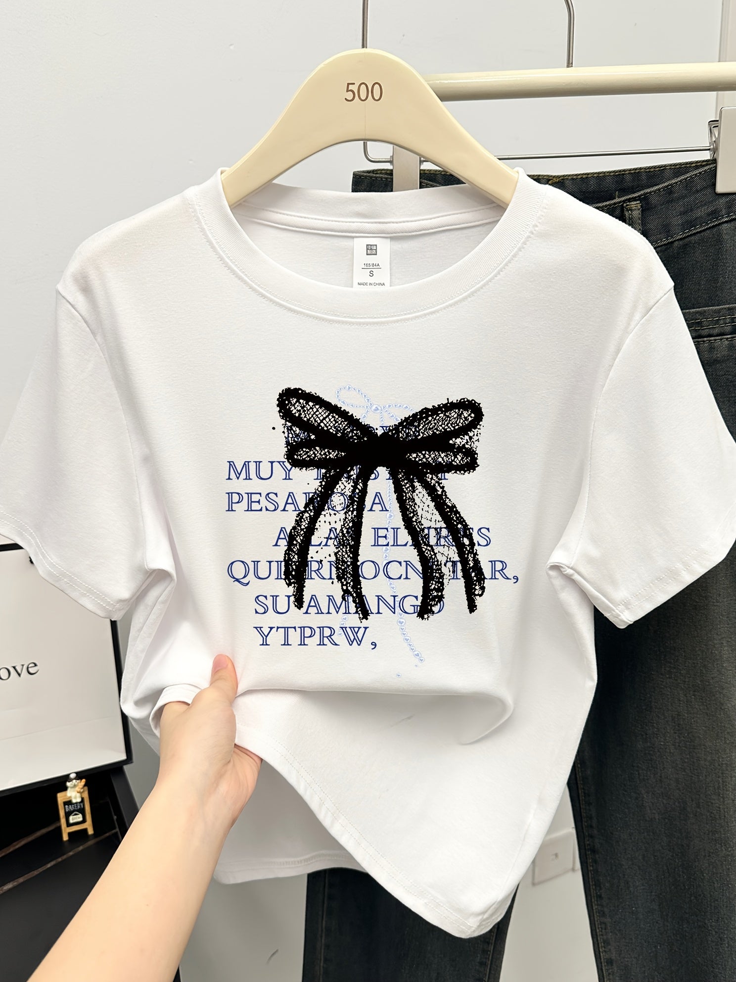 Women's Slim-Fit Retro Short Sleeve T-Shirt - Black Golden Foil "Paradise Question Your Vibe" Letter Print Top | Korean-Japanese Inspired Summer Casual Tee | Machine Washable, Ladies T Shirts, Clothing, Classic Round Neck, Easycare Material, Everyday