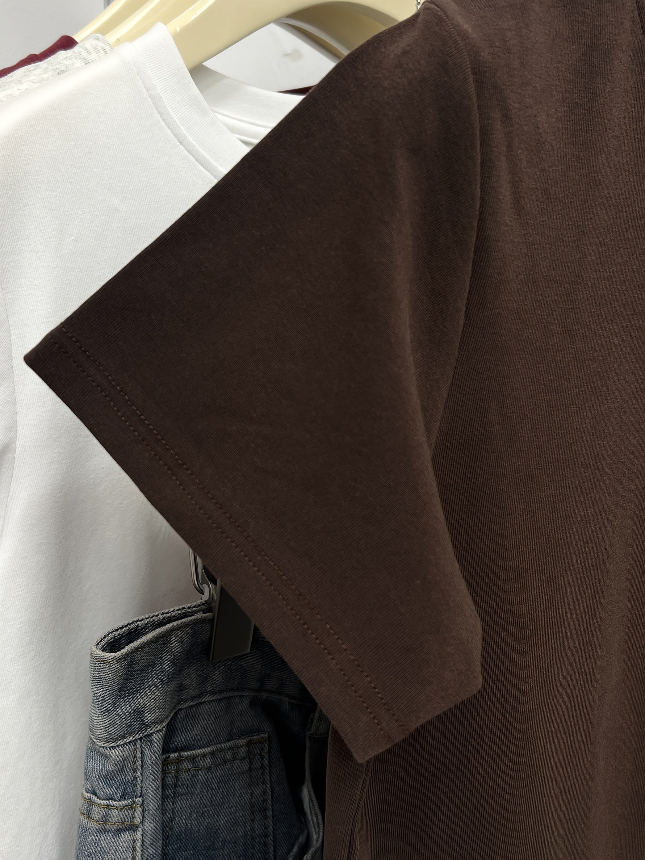 Everyday Comfort, Women's California Letter Print T-Shirt - Casual Korean Style, Short Sleeve, Round Neck, Brown Rayon Blend Top