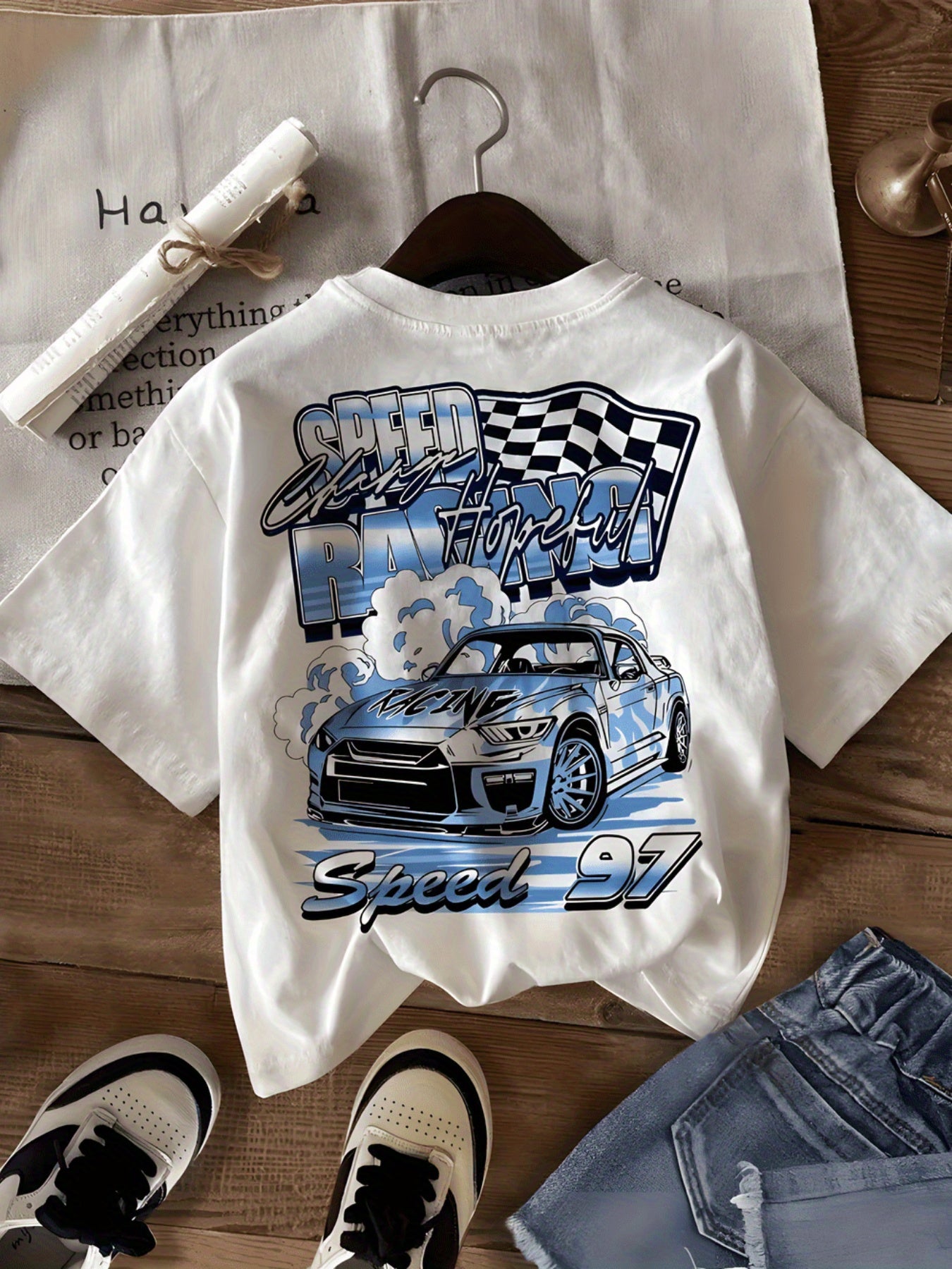 Women's Vintage Racing Graphic Cotton T-Shirt - San Francisco Speed Thrills Print, Casual Short Sleeve Round Neck Tee, Comfort Fit Sister Matching Outfits, Machine Washable Spring Summer Outdoor Travel Essential
