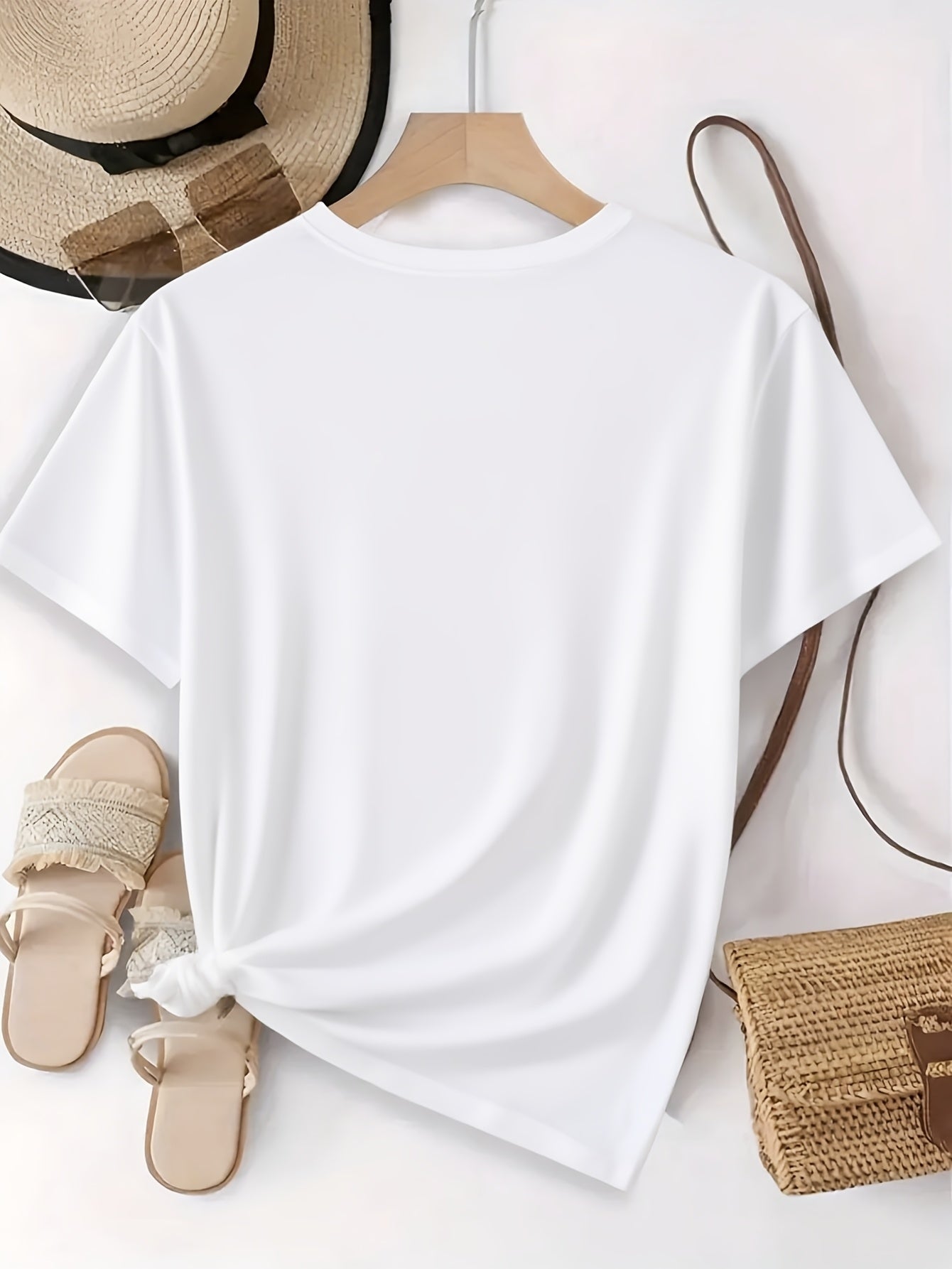 [Elegant T-Shirt] Comfortable Elegant Women's T-Shirt | Fashionable Printed, Round Neck, Suitable for All Seasons, Casual Top, Locally Shipped, Summer Pure Top, Party Must-Have