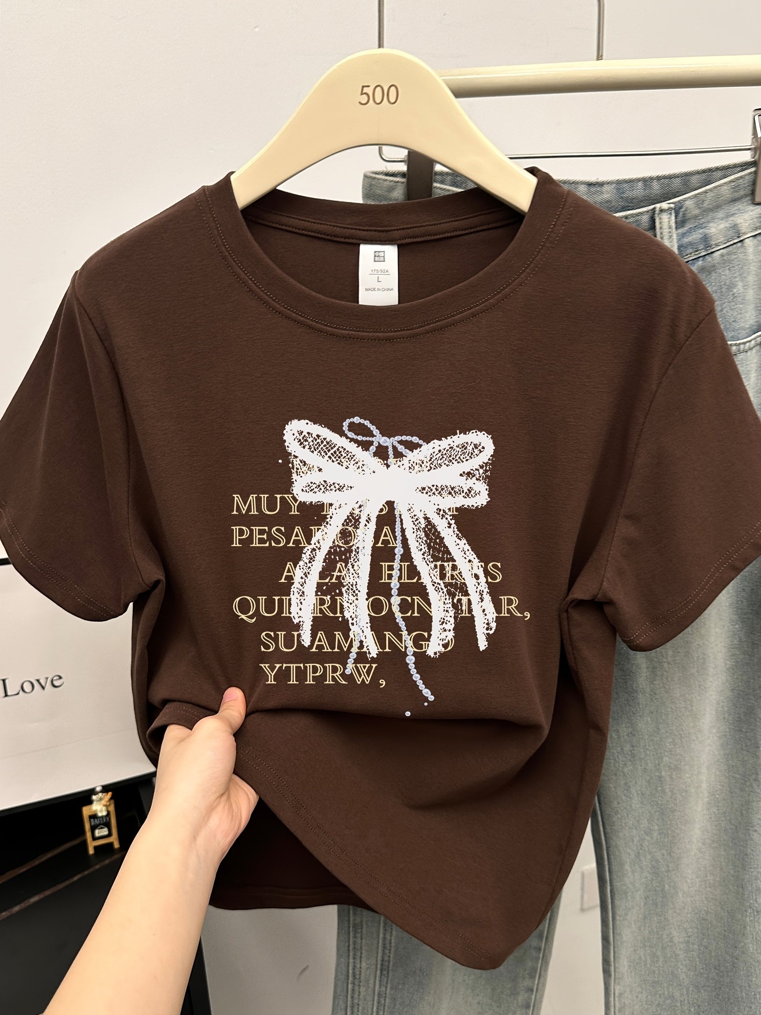 Women's Slim-Fit Retro Short Sleeve T-Shirt - Black Golden Foil "Paradise Question Your Vibe" Letter Print Top | Korean-Japanese Inspired Summer Casual Tee | Machine Washable, Ladies T Shirts, Clothing, Classic Round Neck, Easycare Material, Everyday