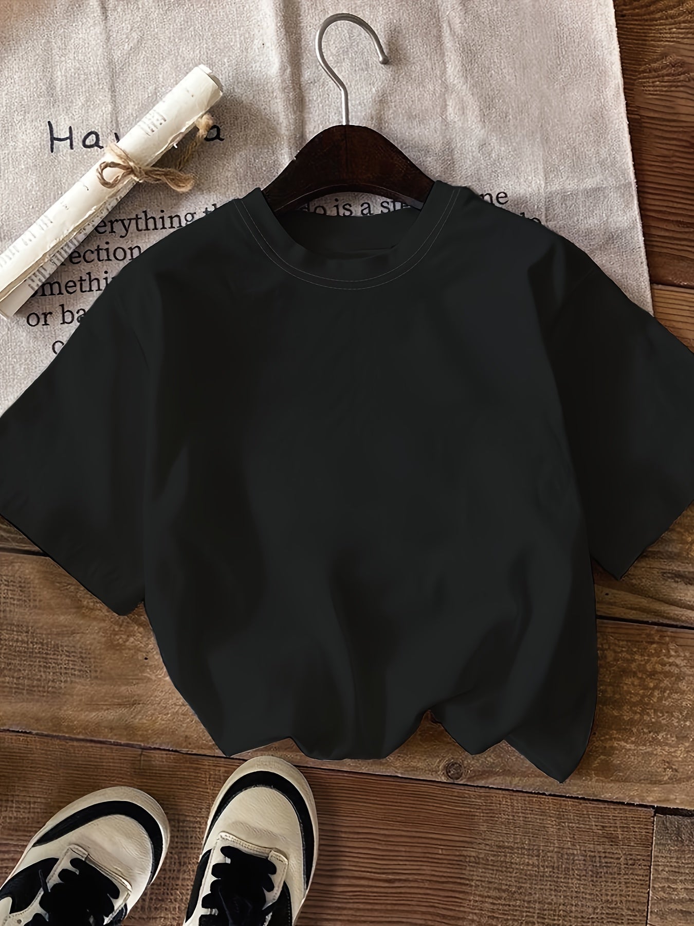 Women'S Casual Short Sleeve T-Shirt - Enjoy The Little Things Graphic Tee, Soft Polyester Everyday Shirt with Blue Lettering, Machine Washable Everyday Top for Women - Positive Affirmation Apparel for Spring, Summer, Fall Outfits, Ladies T Shirts,