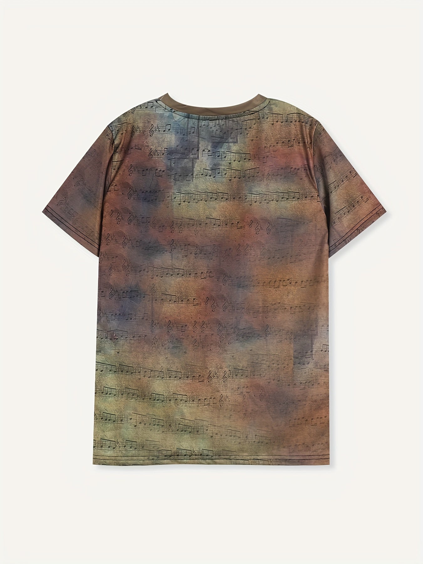 Vibrant Guitar & Rose Print Crew Neck T-Shirt - Soft, Breathable, Casual Short Sleeve Tee for Spring & Summer - Womens Fashion Clothing for Everyday Wear